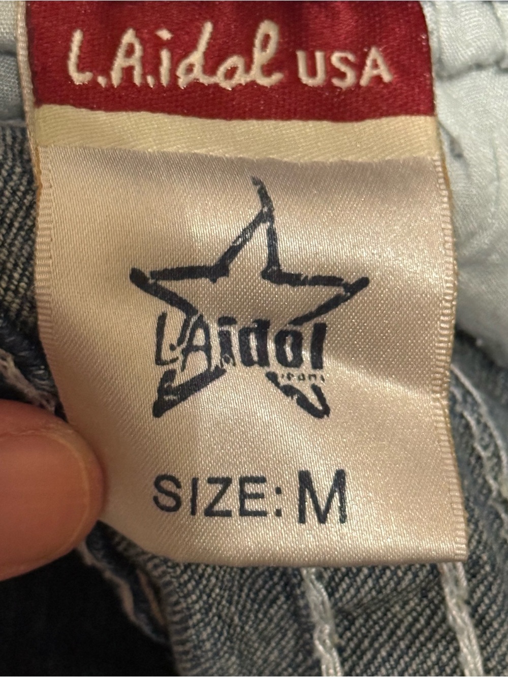 L.A. Idol Dark Blue Denim Short Shorts with White Contrast Stitching - Picture 5 of 5